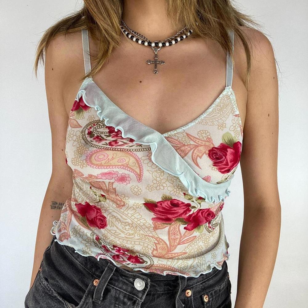 Dainty Floral And Paisley Cropped Tank